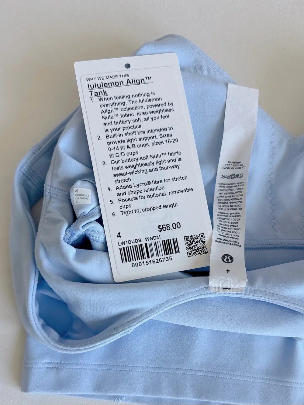 lululemon Align Tank Windmill WNDM Size 4
